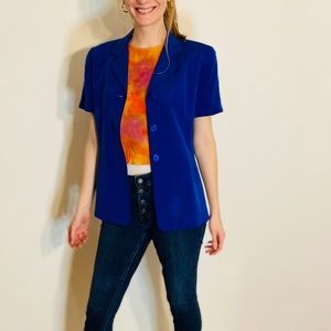 🦋💙 VINTAGE SILK Josephine Chaus Colbalt Jacket 8